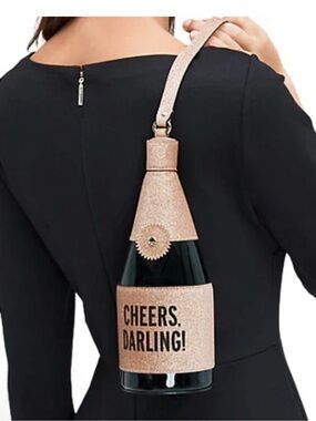 KATE SPADE Cheers Darling Champagne Bottle Wristlet Bag